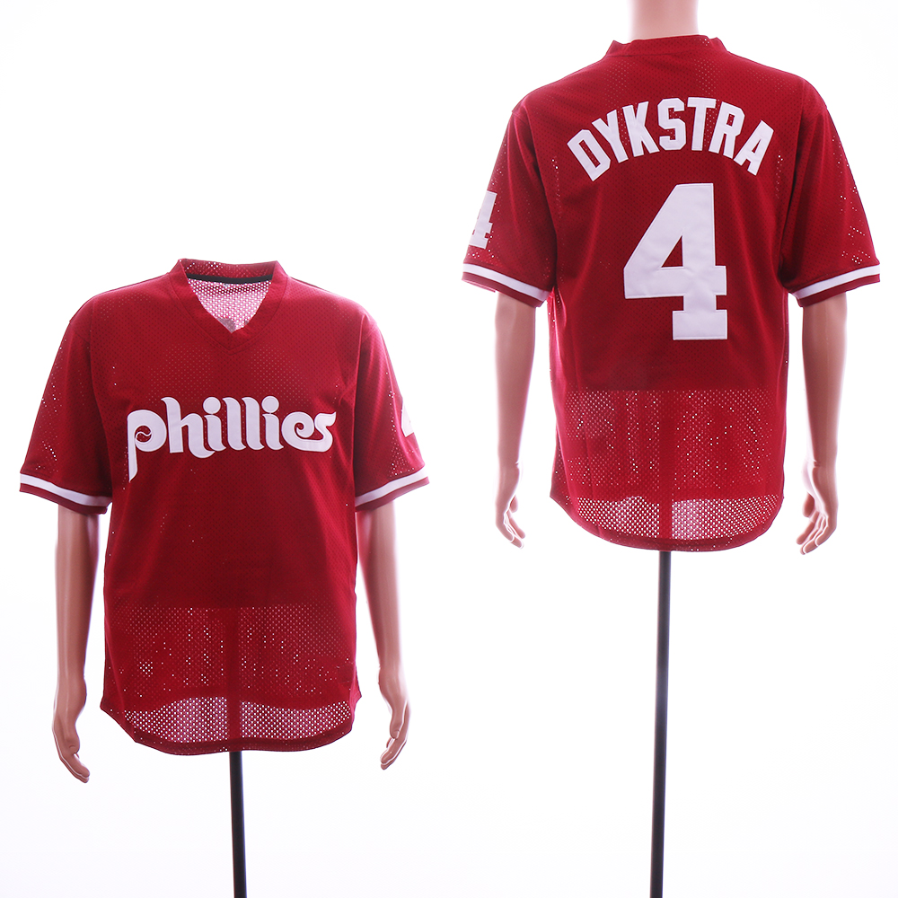 Men Philadelphia Phillies #4 Dykstra Red MLB Jerseys->philadelphia phillies->MLB Jersey